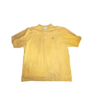 LACOSTE Polo Shirt Size 9 (4XL) Yellow Mens 100% Cotton Short Sleeve Golf career